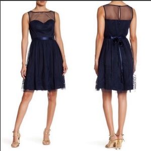 Eliza J Navy Illusion Neck Dress XL